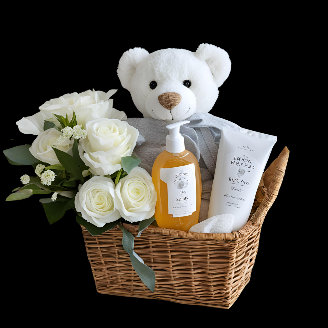 New Baby Hamper with Flowers
